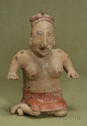 Pre-Columbian Painted Pottery Female Figure
